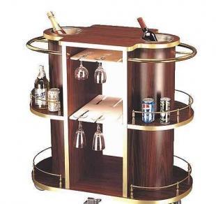 三層橢圓形鋼木制酒水車 酒店餐飲的移動(dòng)便捷之選